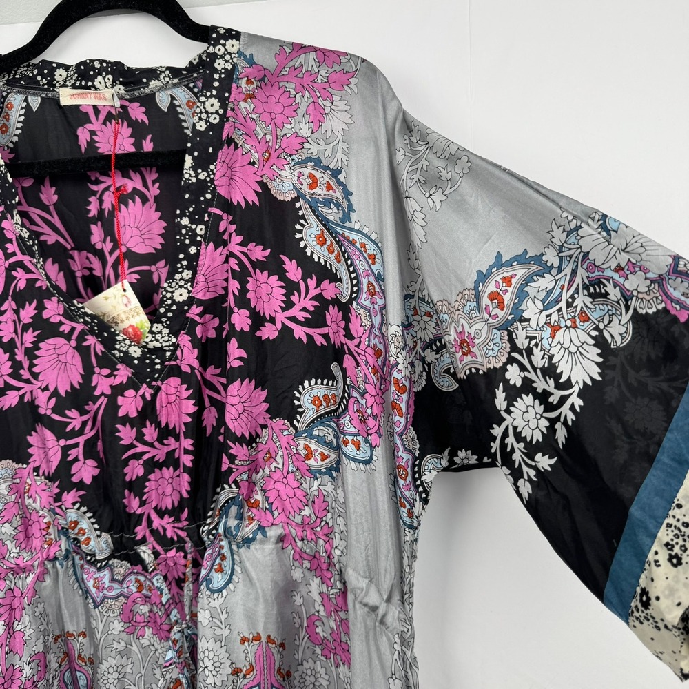 JOHNNY WAS OCARINA Tunic Boho Floral 100% Silk Sz‎ Medium ($178 MSRP) - Picture 5 of 12